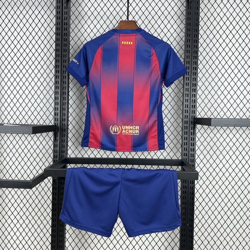 Детская футбольная форма Barcelona Home 25/26 red/blue #2