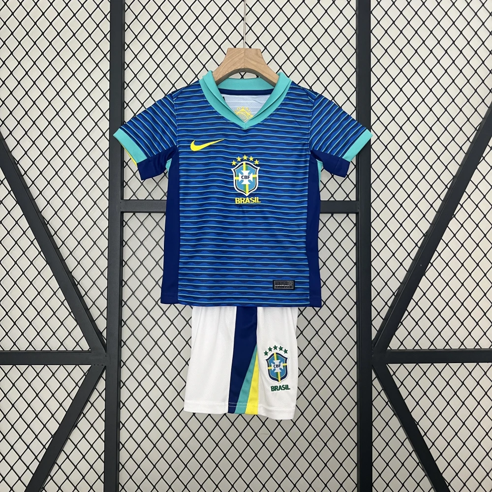 Детская футбольная форма Brazil Away 24/25 blue #1